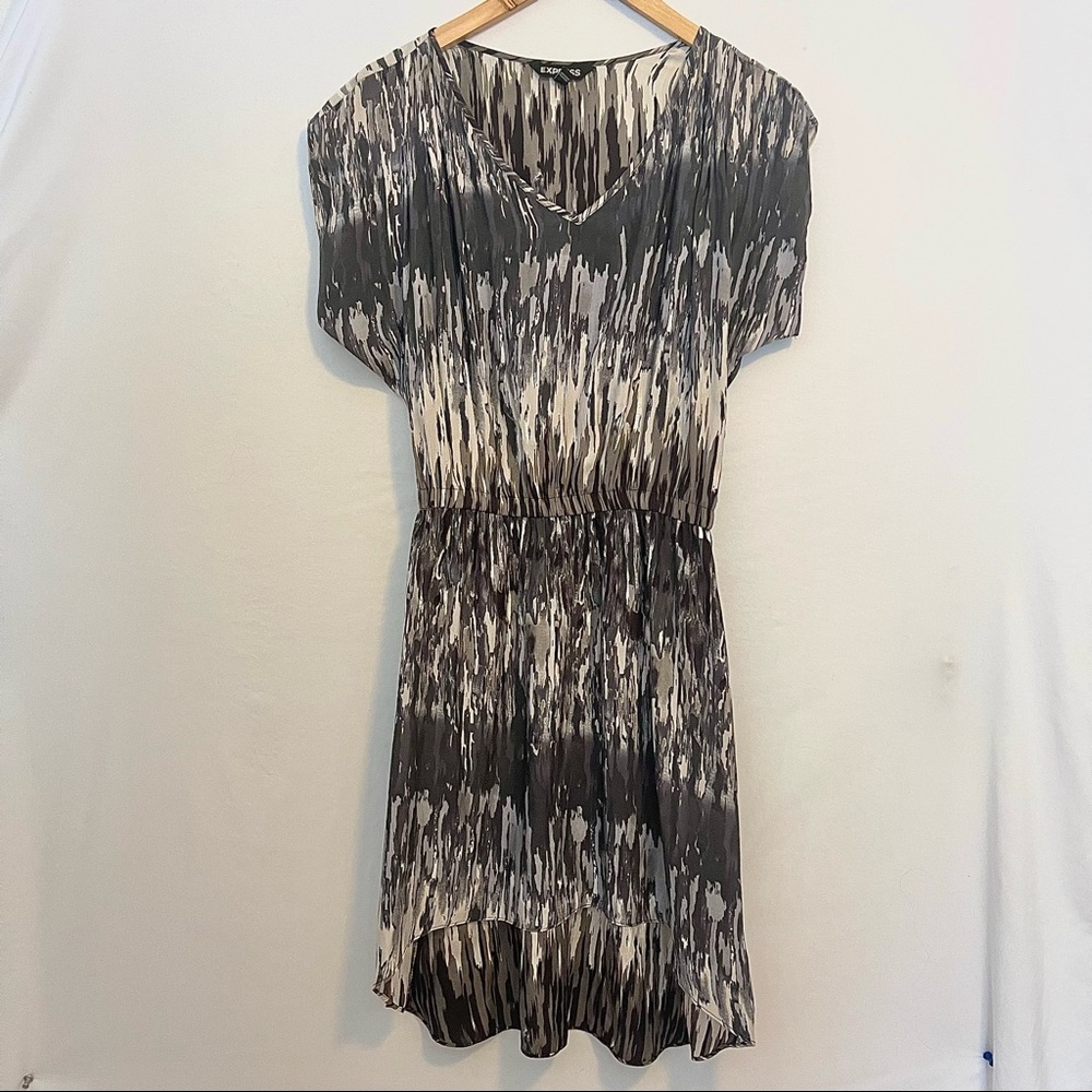 Express High Low Smoky Blue Pattern Dress